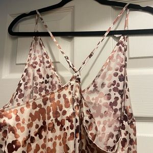 Animal print midi silk sleepwear dress